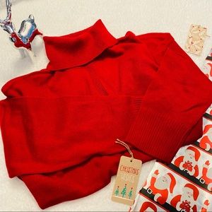 RED TURTLENECK SWEATER CASHMERE NWT 3X